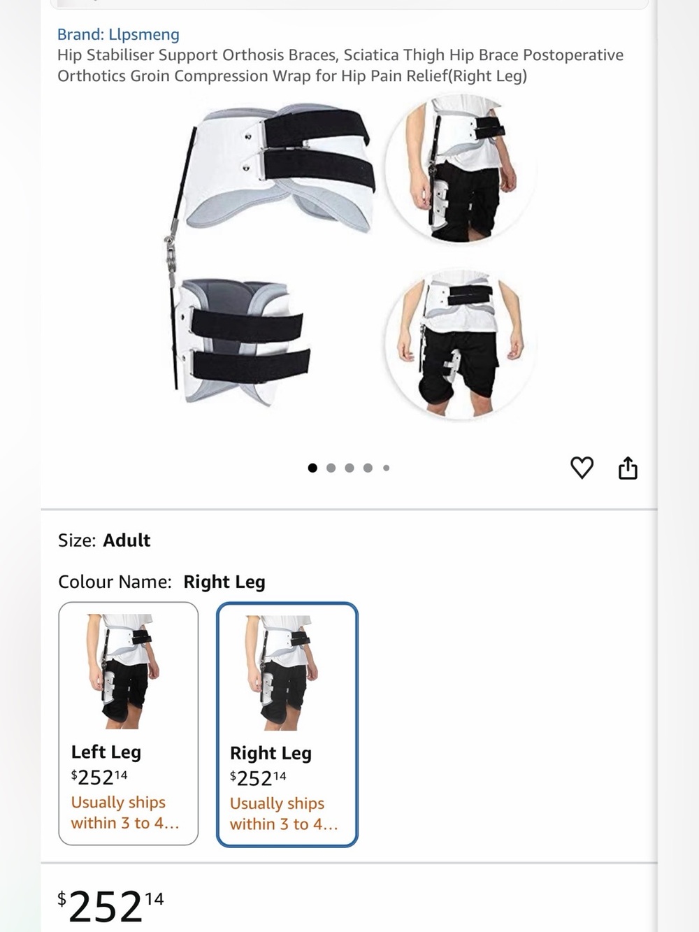 Hip stabilizer orthotic brace right leg